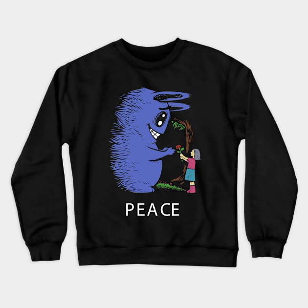 Peace monster doodle flower girl Crewneck Sweatshirt by Mako Design 